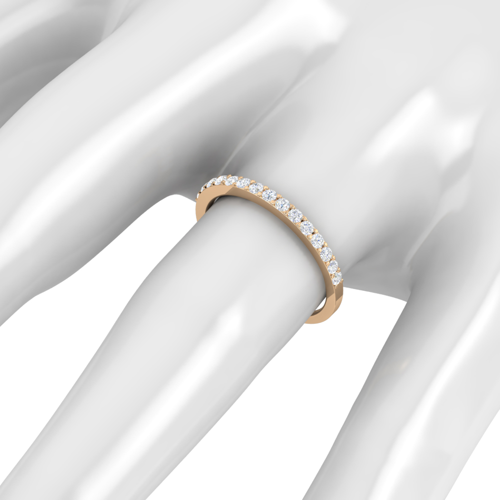 Pave Set Diamond Rose Gold Wedding Band