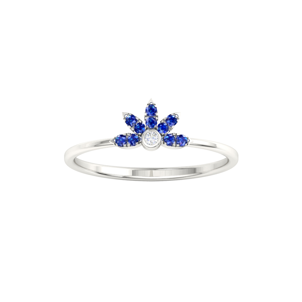 Floral Tiara Blue Sapphire Ring