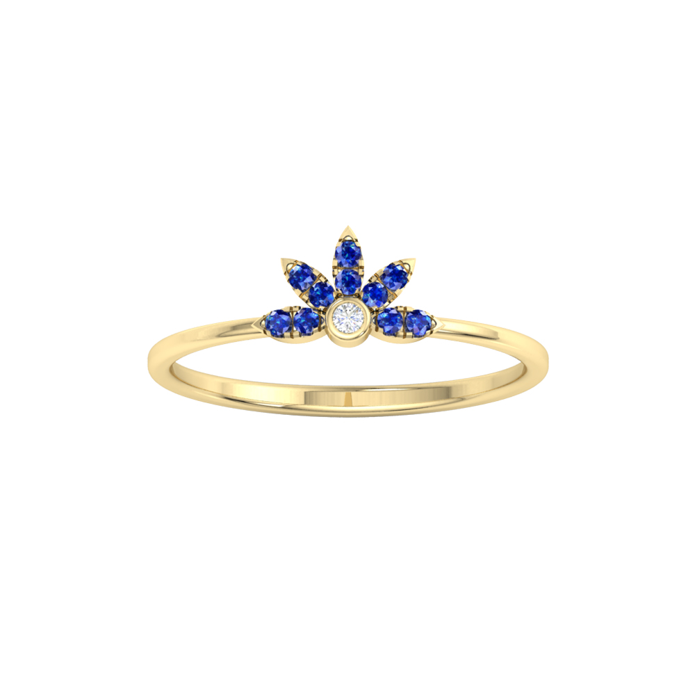 Floral Tiara Blue Sapphire Ring