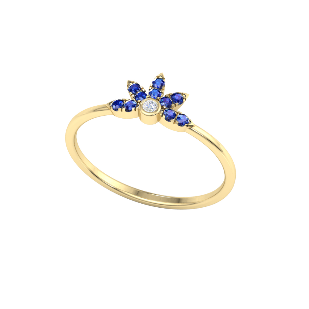 Floral Tiara Blue Sapphire Ring