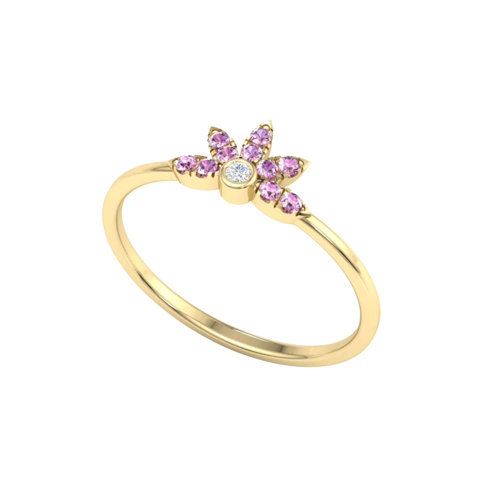 Floral Tiara Pink Sapphire Ring