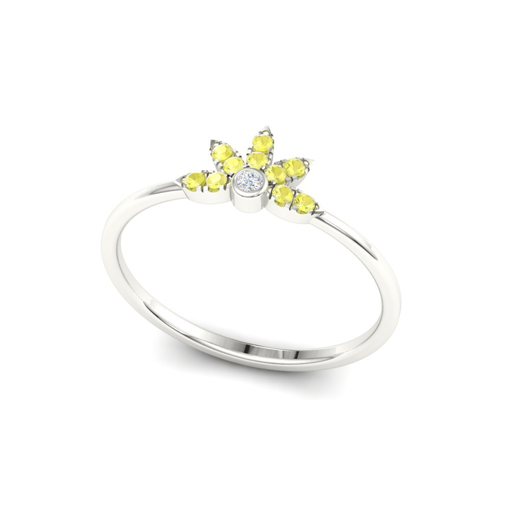 Floral Tiara Yellow Sapphire Ring