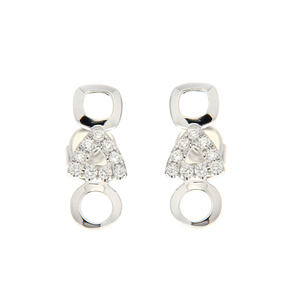 Geometric White Diamond Earrings in Micro Pave Setting