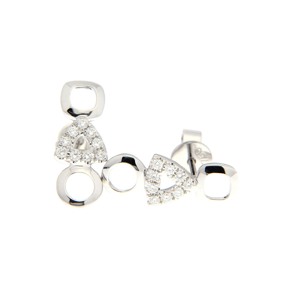 Geometric White Diamond Earrings in Micro Pave Setting