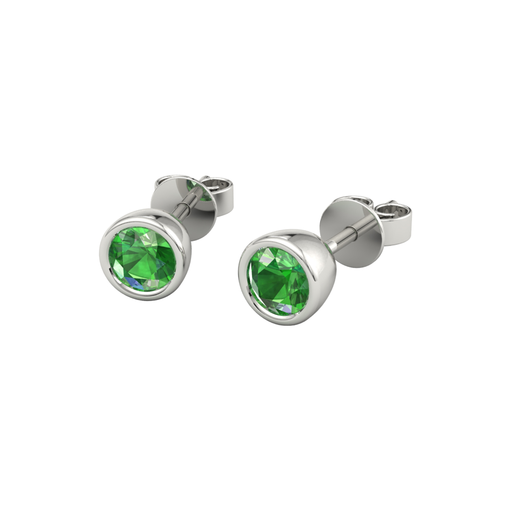 Tsavorite and Gold Round Stud Earrings