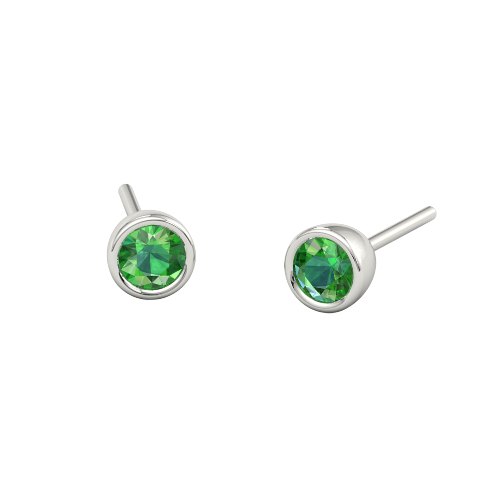 Tsavorite and Gold Round Stud Earrings