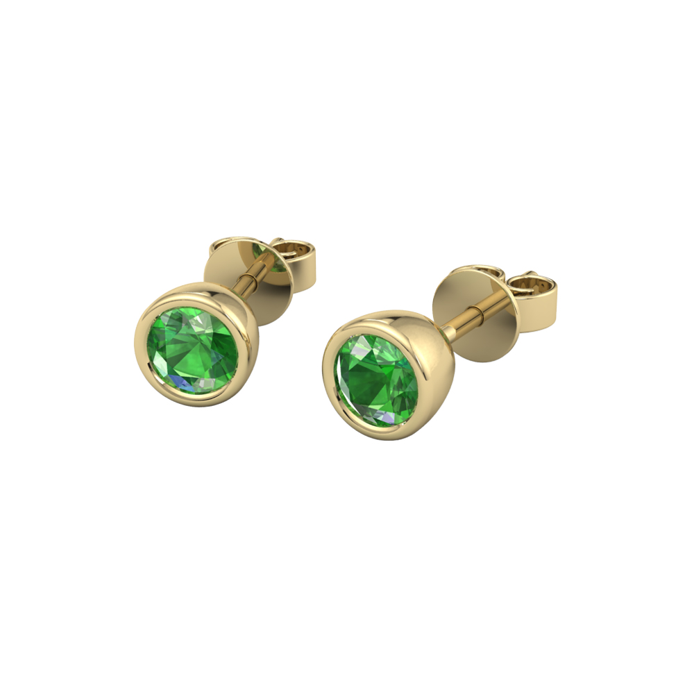 Tsavorite and Gold Round Stud Earrings