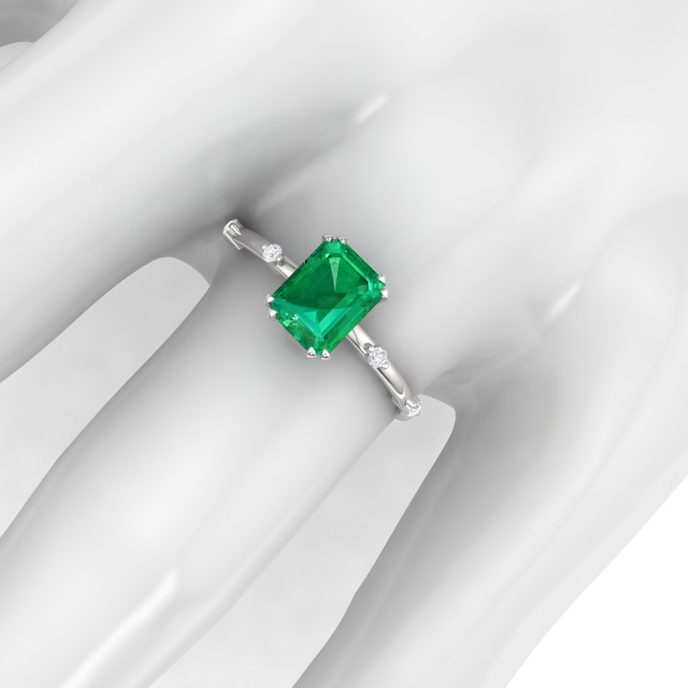 Conventional Emerald and Diamond Ring