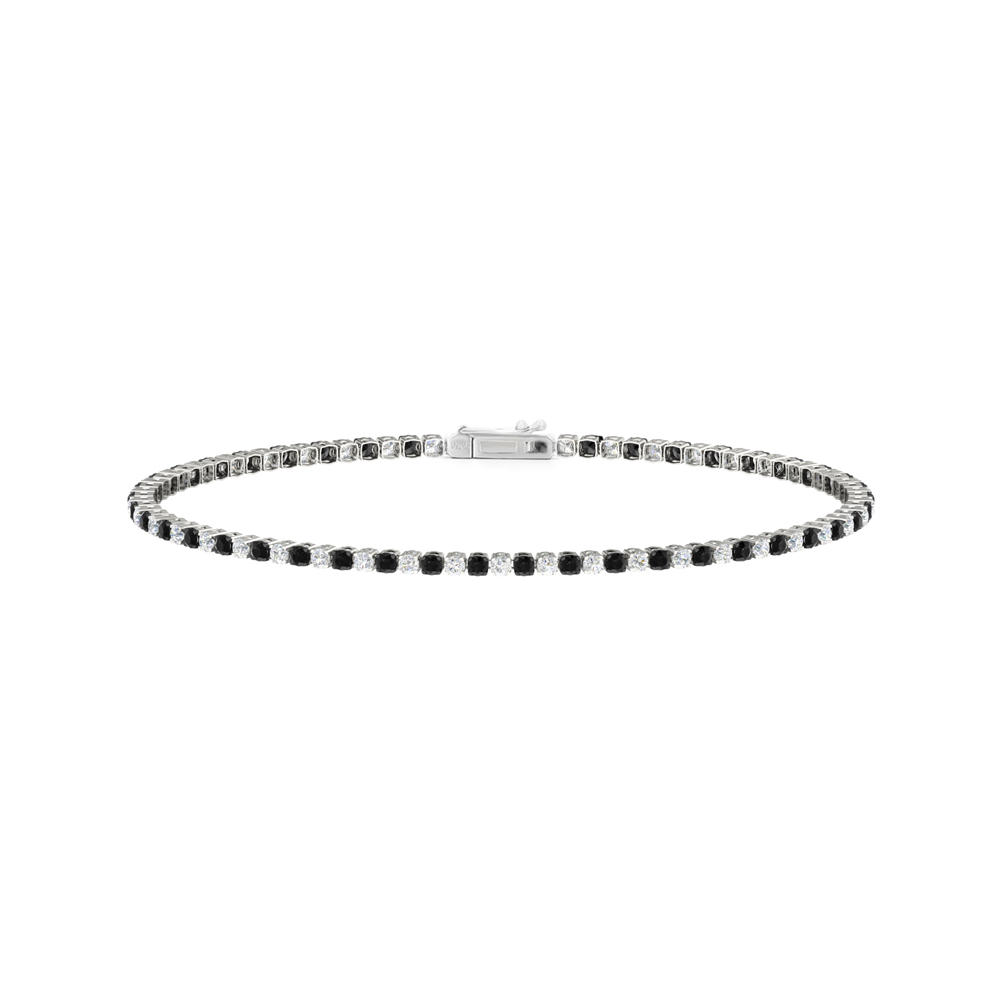 Single Line Ultra Light Tennis Bracelet in Diamond and Black Diamond  (1.70mm)