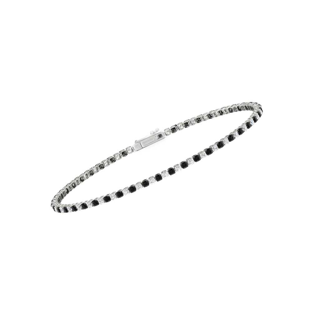 Single Line Ultra Light Tennis Bracelet in Diamond and Black Diamond  (1.70mm)