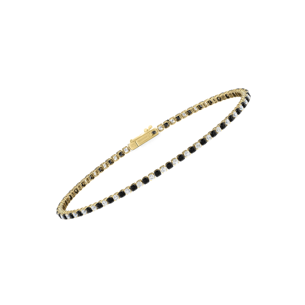 Single Line Ultra Light Tennis Bracelet in Diamond and Black Diamond  (1.70mm)