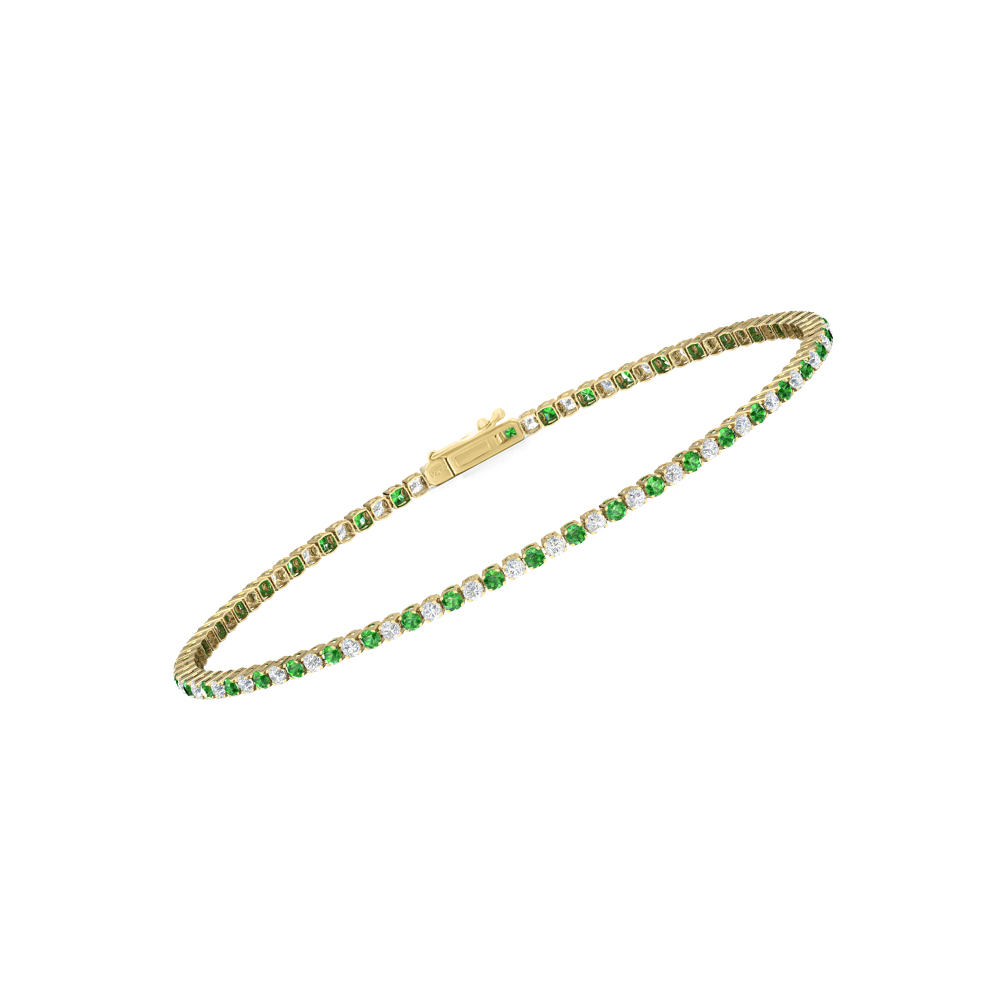 Single Line Ultra Light Tennis Bracelet in Diamond and Tsavorite  (1.70mm)