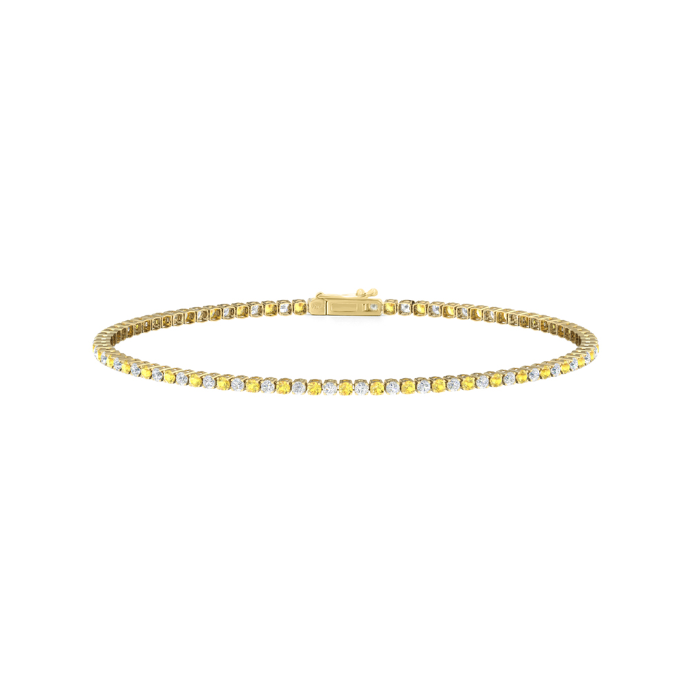 Single Line Ultra Light Tennis Bracelet in Diamond and Yellow Sapphire (1.70mm)