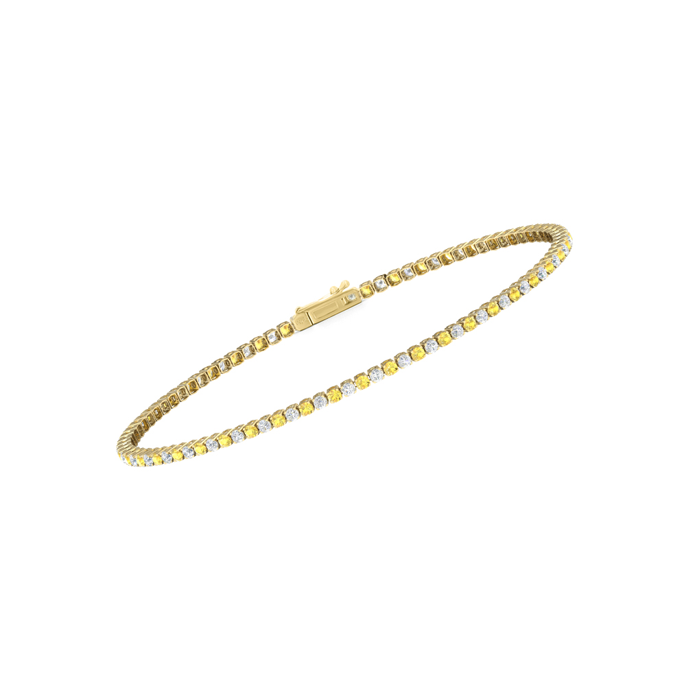 Single Line Ultra Light Tennis Bracelet in Diamond and Yellow Sapphire (1.70mm)