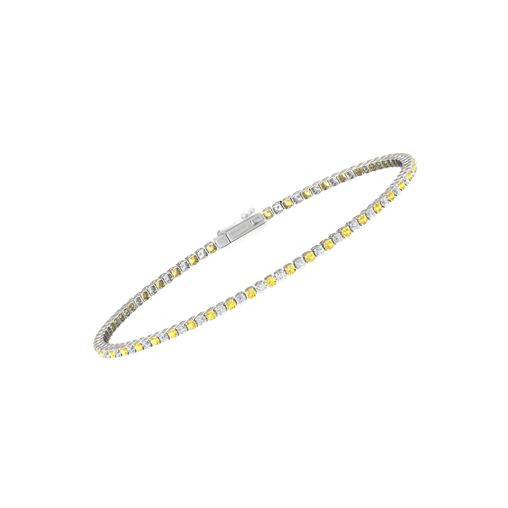 Single Line Ultra Light Tennis Bracelet in Diamond and Yellow Sapphire (1.70mm)