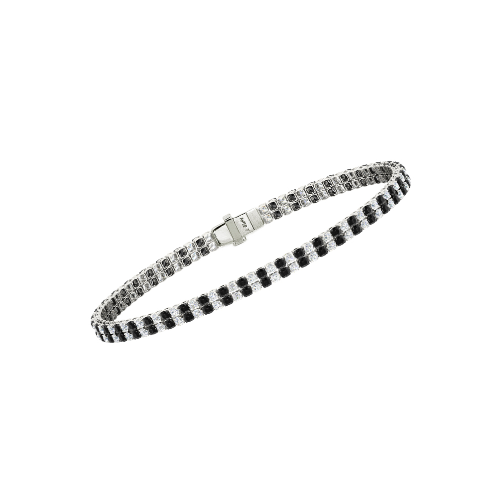 Double Line Ultra Light Tennis Bracelet in Diamond and Black Diamond  (1.70mm)