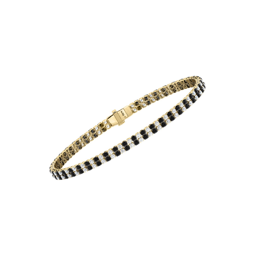 Double Line Ultra Light Tennis Bracelet in Diamond and Black Diamond  (1.70mm)