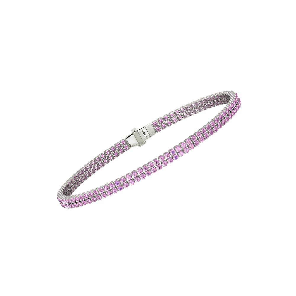 Double Line Ultra Light Tennis Bracelet in Pink Sapphire  (1.70mm)