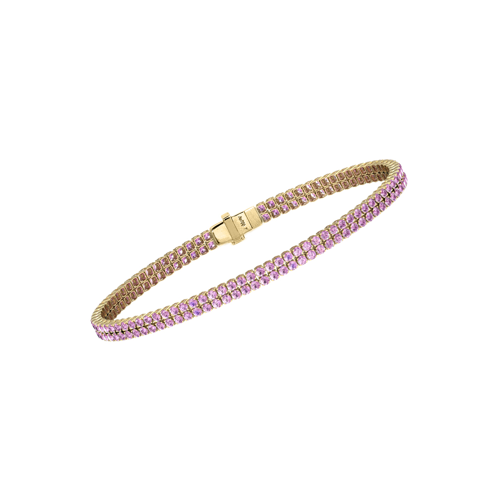 Double Line Ultra Light Tennis Bracelet in Pink Sapphire  (1.70mm)