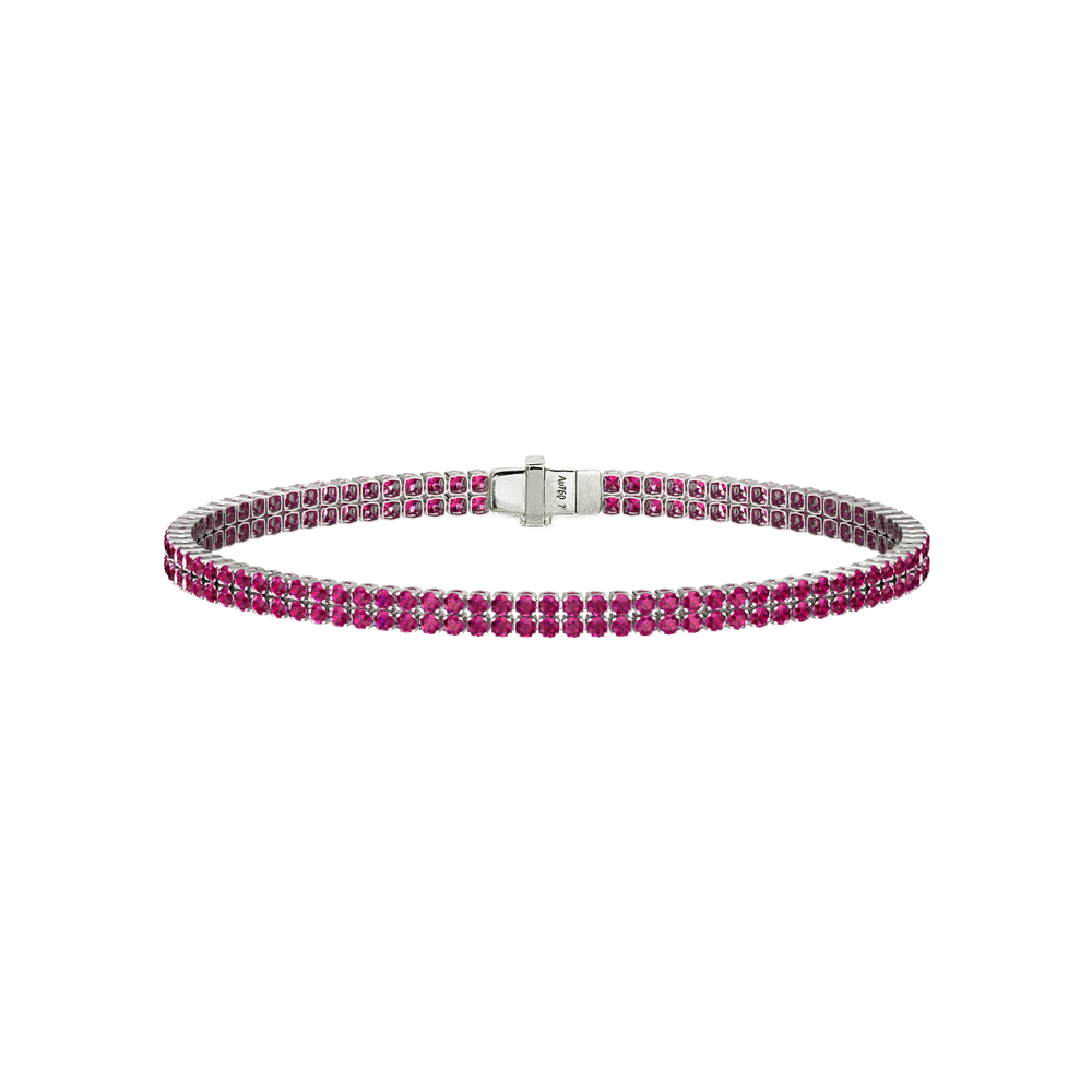 Double Line Ultra Light Tennis Bracelet in Ruby  (1.70mm)