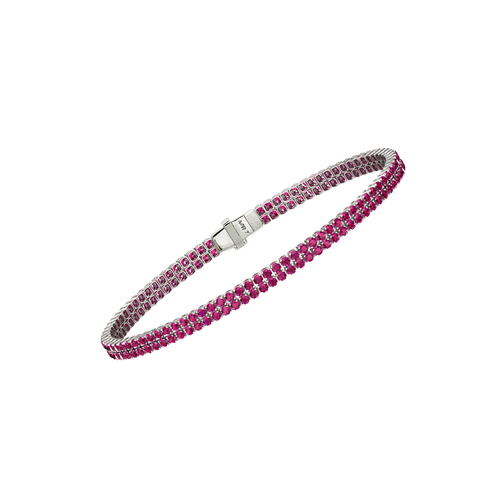 Double Line Ultra Light Tennis Bracelet in Ruby  (1.70mm)