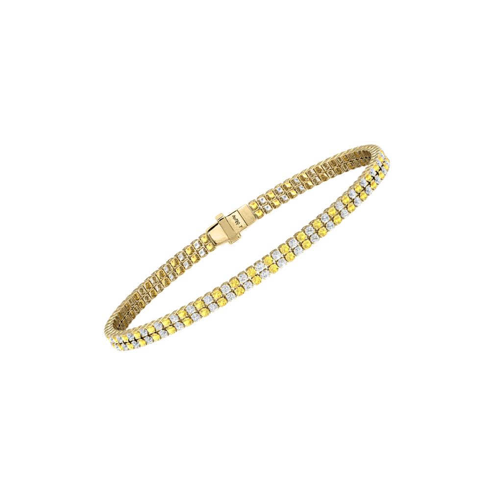 Double Line Ultra Light Tennis Bracelet in Diamond and Yellow Sapphire (1.70mm)