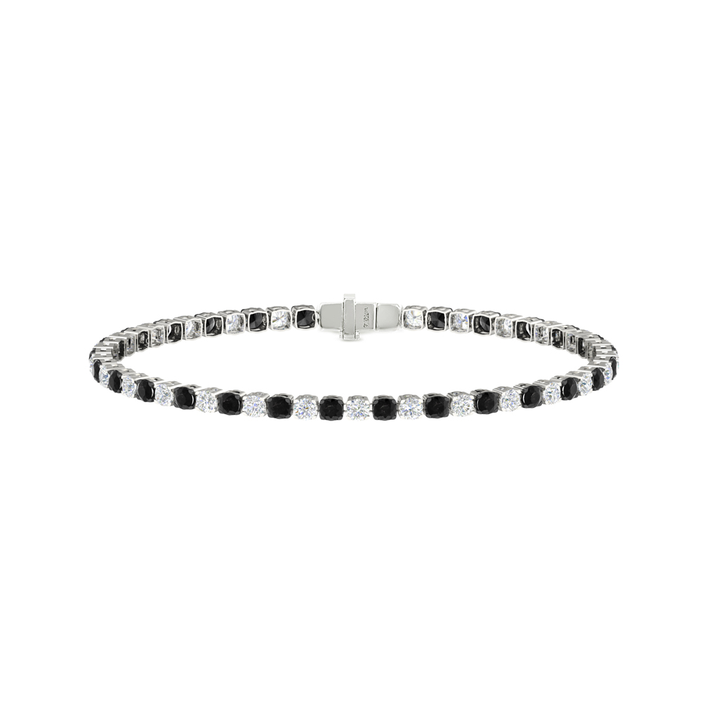 Single Line Ultra Light Tennis Bracelet in Diamond and Black Diamond  (2.70mm)