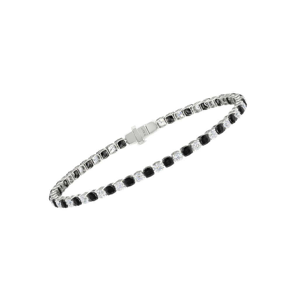 Single Line Ultra Light Tennis Bracelet in Diamond and Black Diamond  (2.70mm)