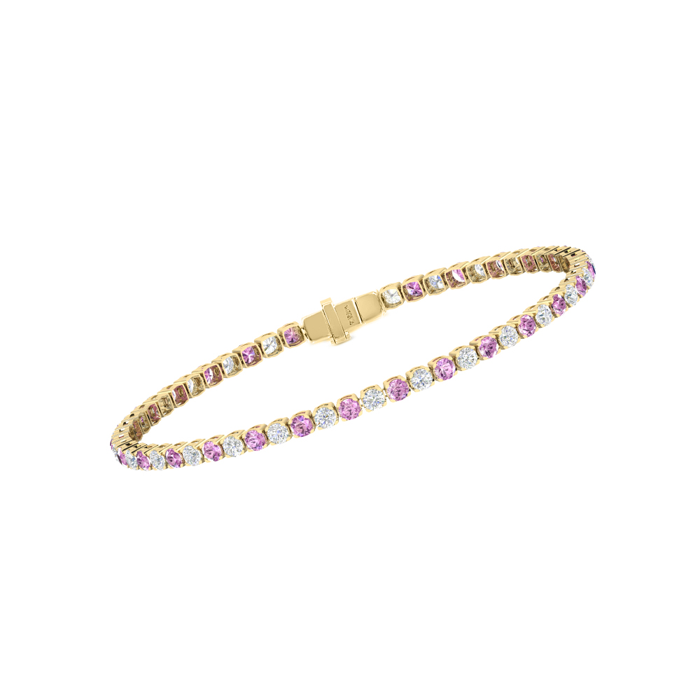 Single Line Ultra Light Tennis Bracelet in Diamond and Pink Sapphire  (2.70mm)