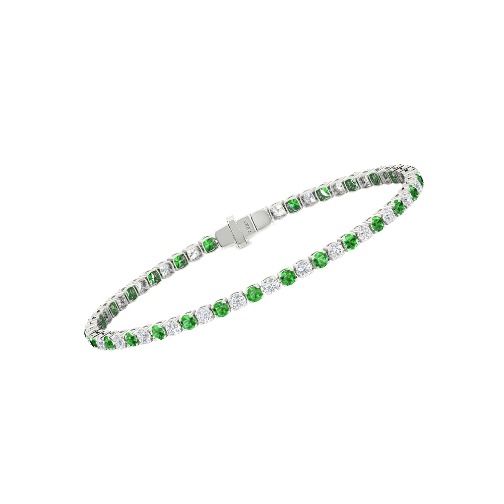 Single Line Ultra Light Tennis Bracelet in Diamond and Tsavorite  (2.70mm)