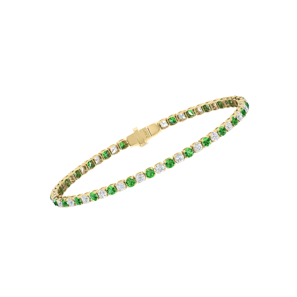 Single Line Ultra Light Tennis Bracelet in Diamond and Tsavorite  (2.70mm)