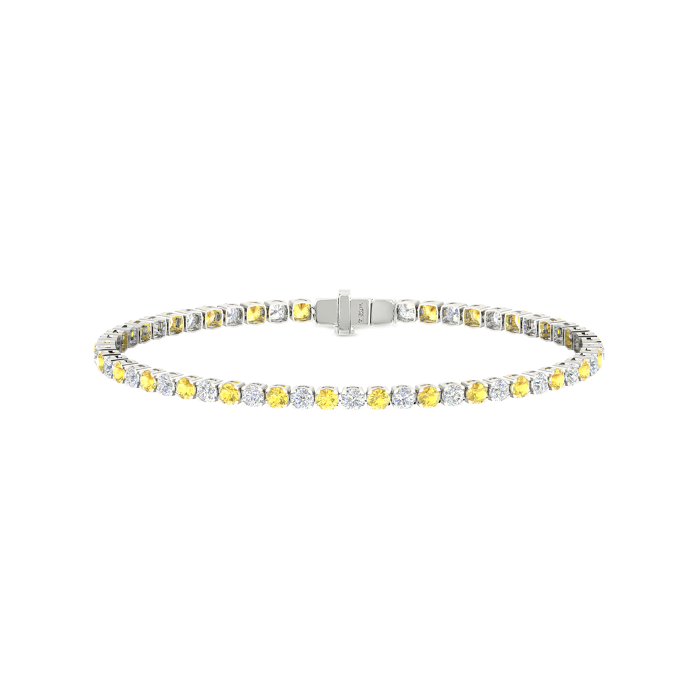 Single Line Ultra Light Tennis Bracelet in Diamond and Yellow Sapphire (2.70mm)