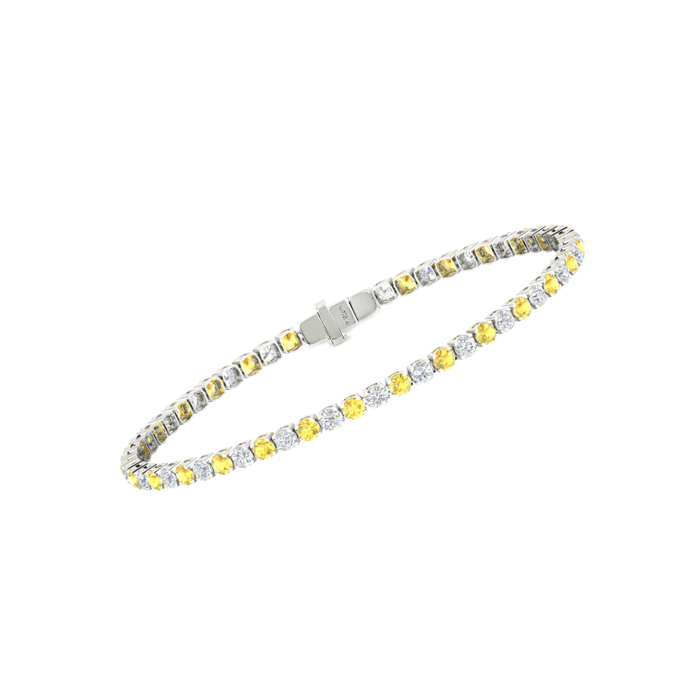 Single Line Ultra Light Tennis Bracelet in Diamond and Yellow Sapphire (2.70mm)