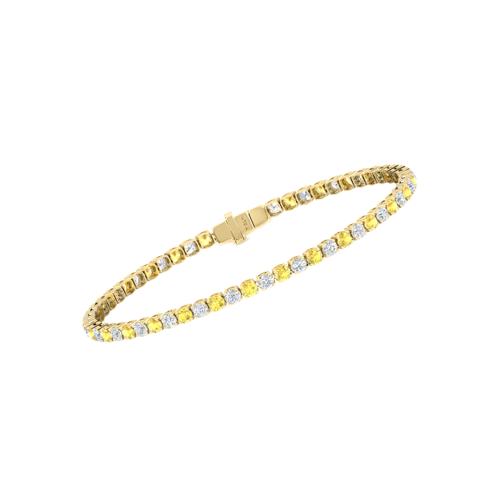 Single Line Ultra Light Tennis Bracelet in Diamond and Yellow Sapphire (2.70mm)