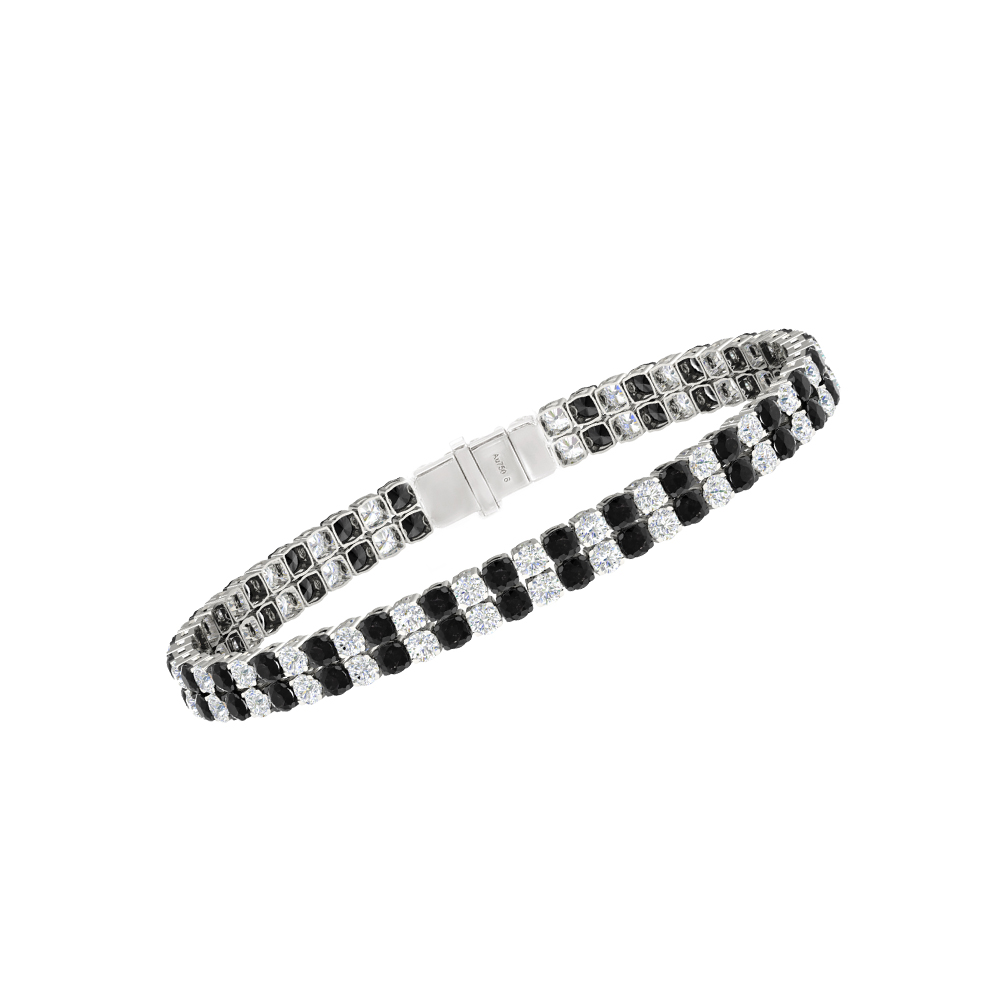 Double Line Ultra Light Tennis Bracelet in Diamond and Black Diamond  (2.70mm)