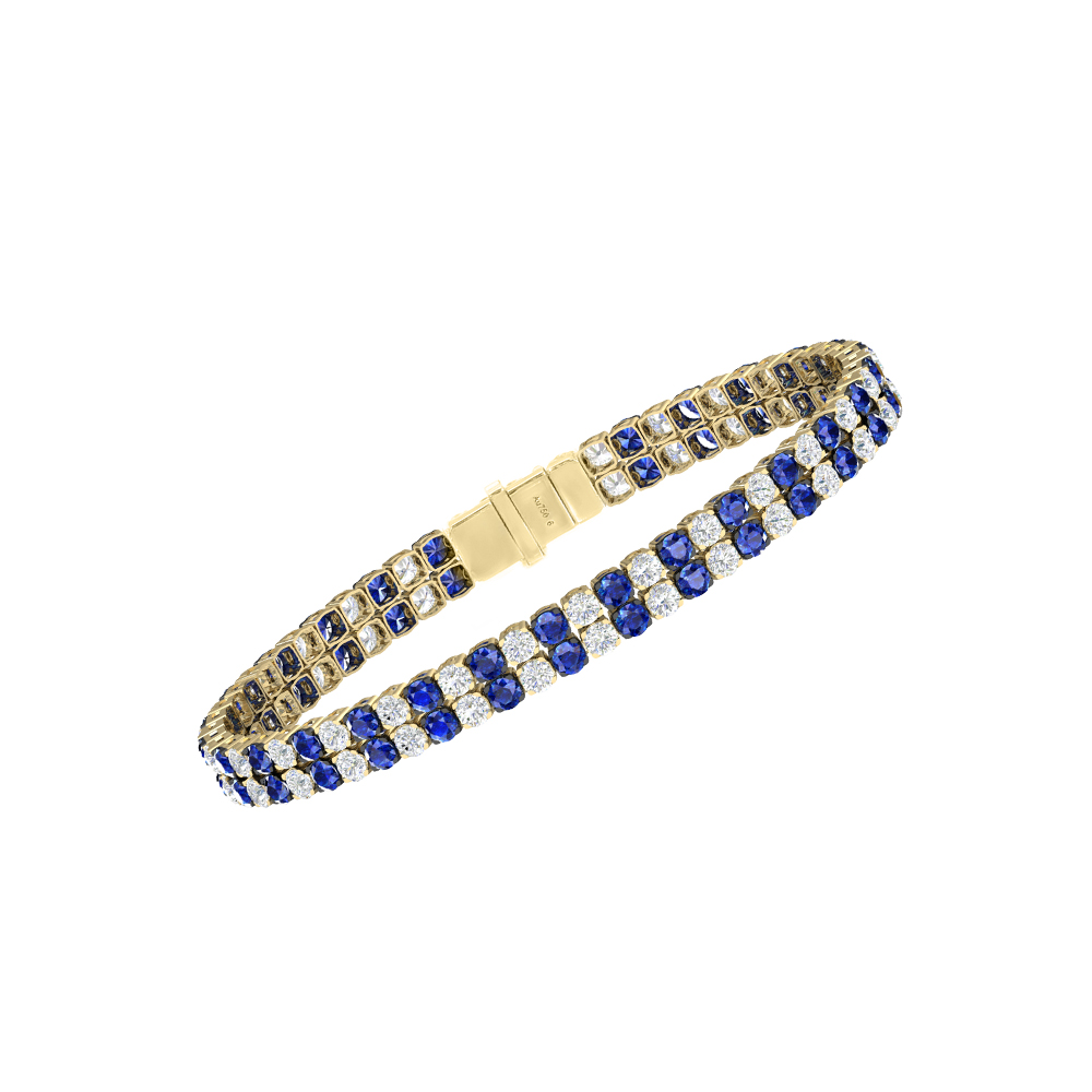 Double Line Ultra Light Tennis Bracelet in Diamond and Blue Sapphire  (2.70mm)