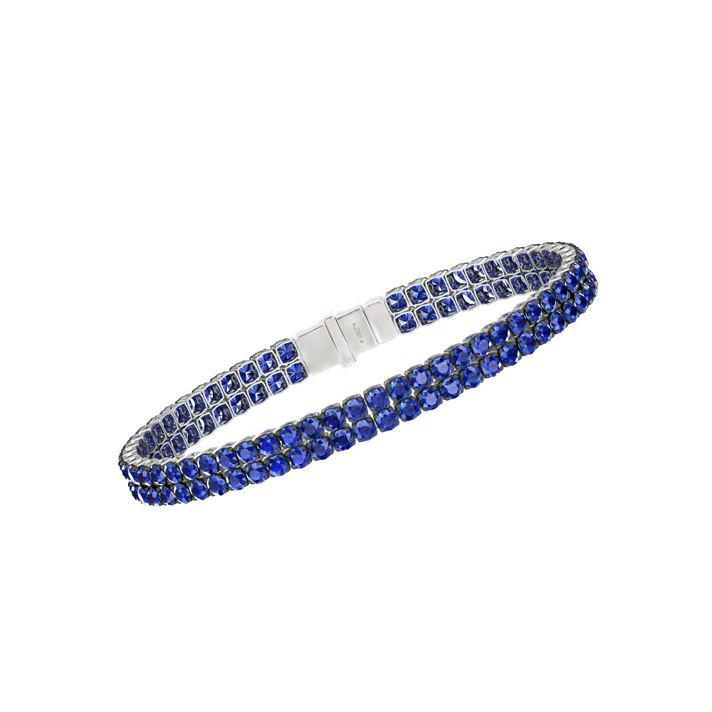 Double Line Ultra Light Tennis Bracelet in Blue Sapphire  (2.70mm)