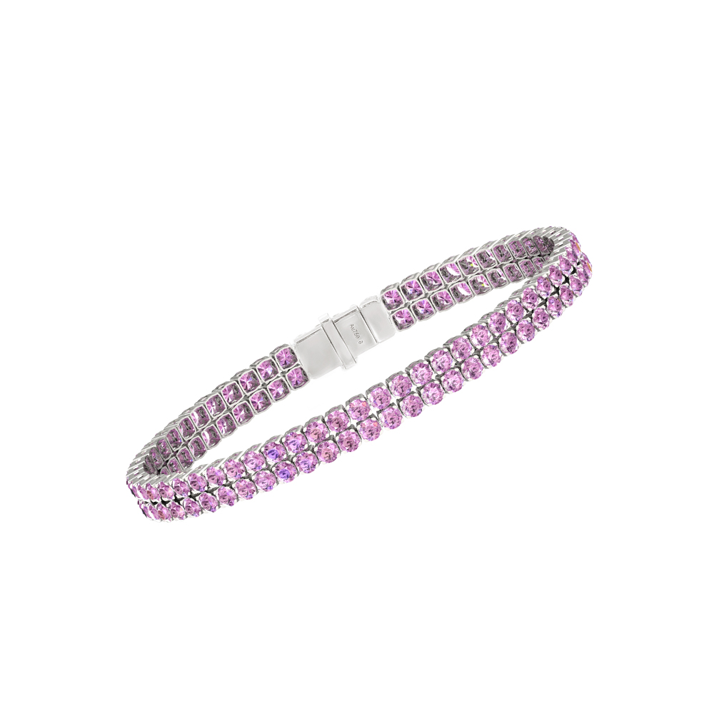 Double Line Ultra Light Tennis Bracelet in Pink Sapphire  (2.70mm)