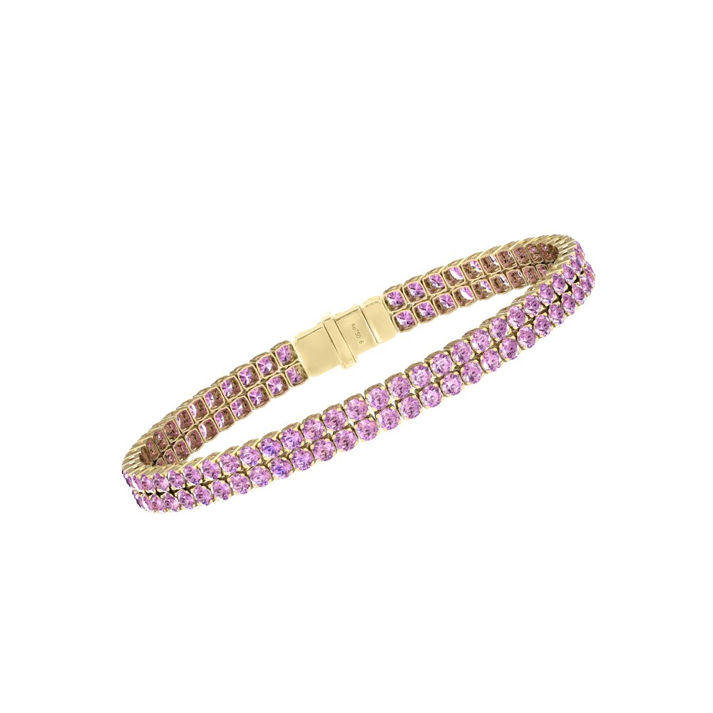 Double Line Ultra Light Tennis Bracelet in Pink Sapphire  (2.70mm)