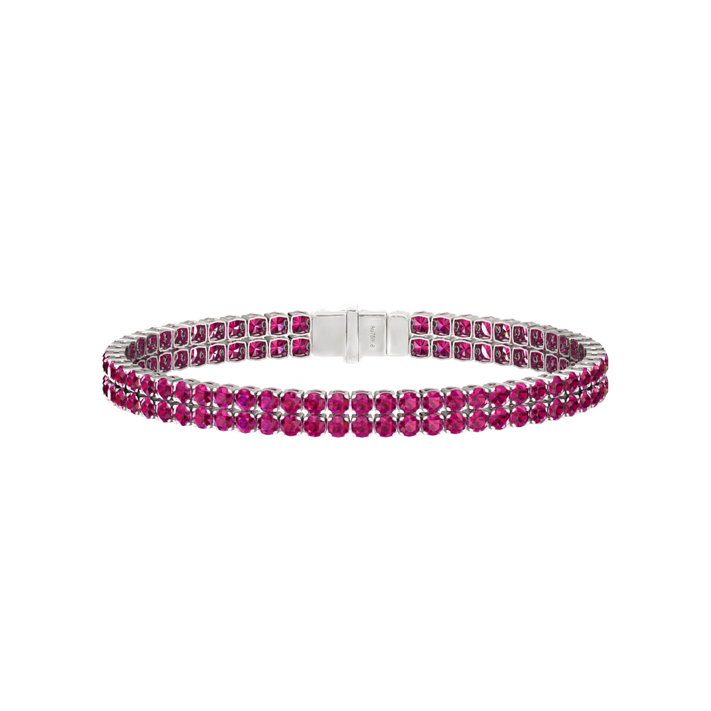 Double Line Ultra Light Tennis Bracelet in Ruby  (2.70mm)