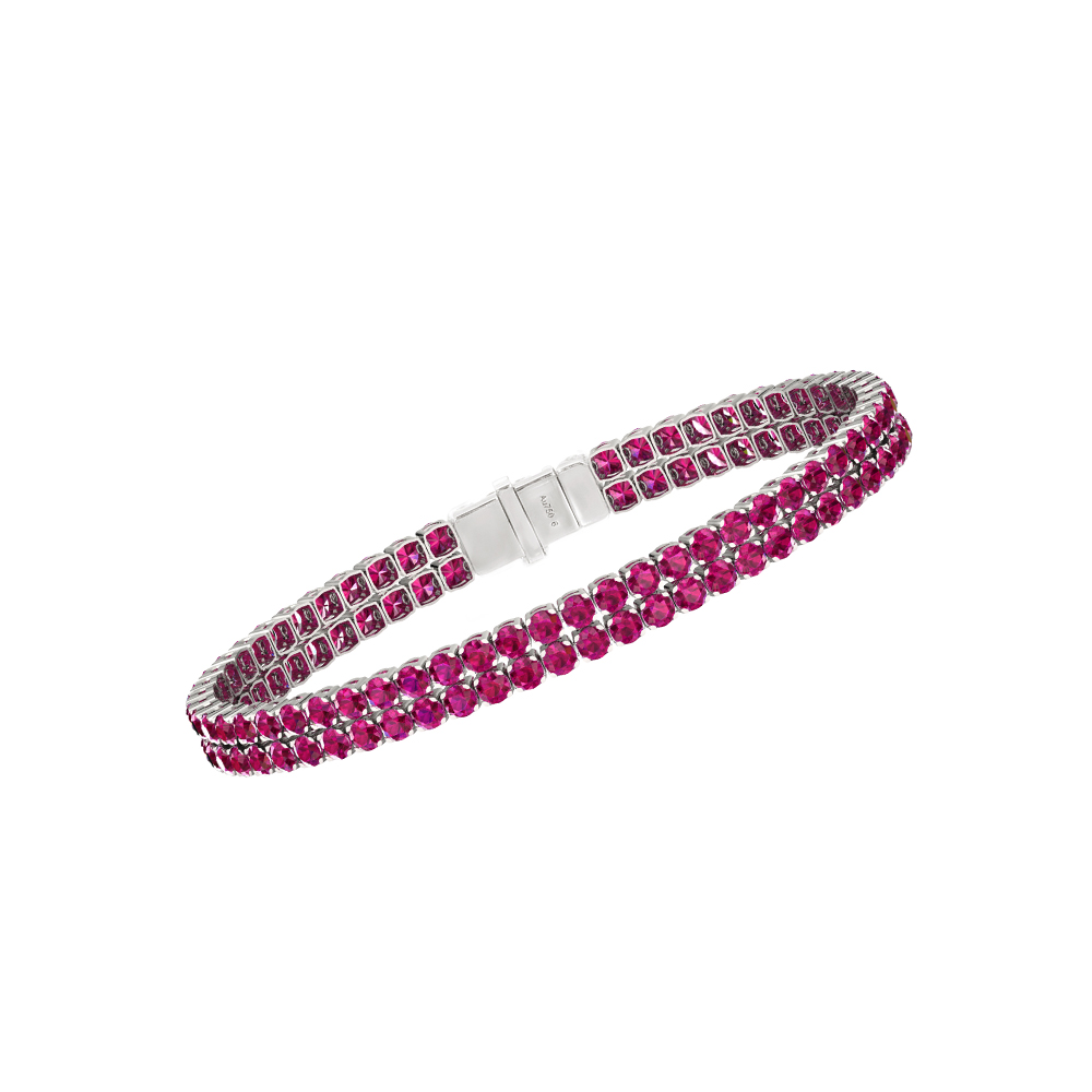 Double Line Ultra Light Tennis Bracelet in Ruby  (2.70mm)