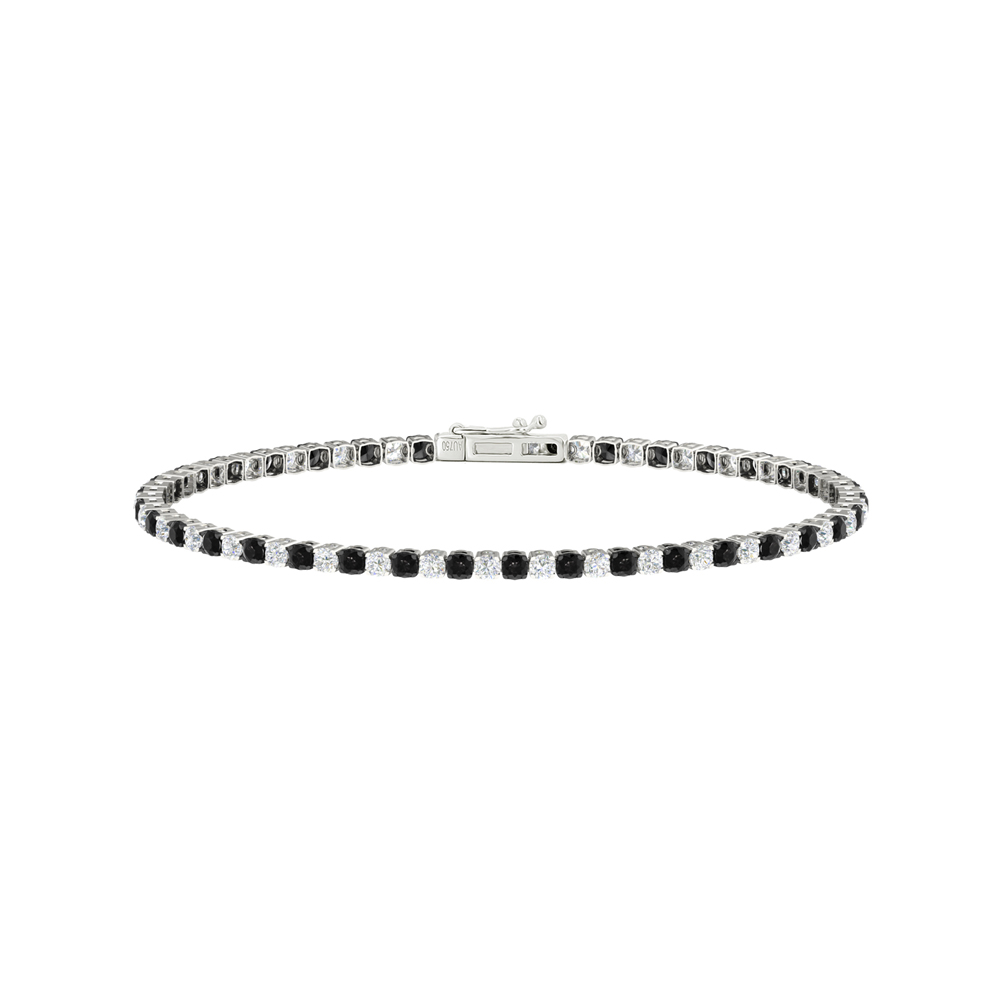 Single Line Ultra Light Tennis Bracelet in Diamond and Black Diamond  (2.10mm)