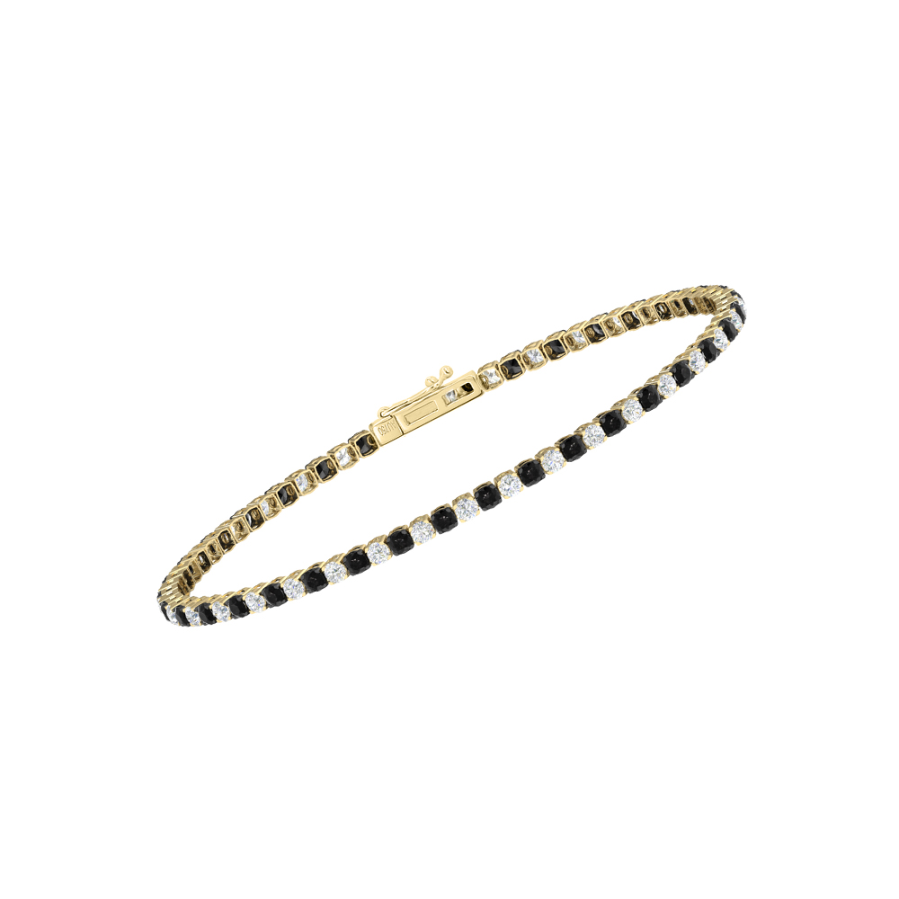 Single Line Ultra Light Tennis Bracelet in Diamond and Black Diamond  (2.10mm)