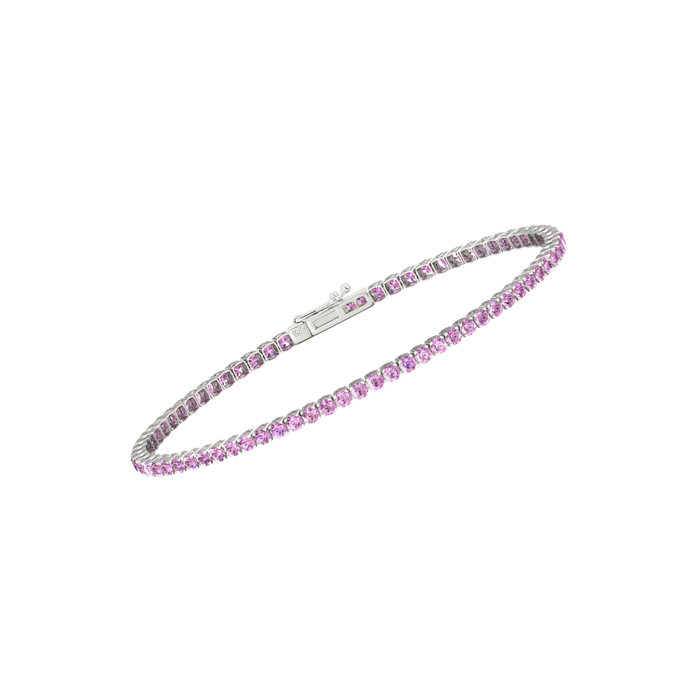 Single Line Ultra Light Tennis Bracelet in Pink Sapphire  (2.10mm)