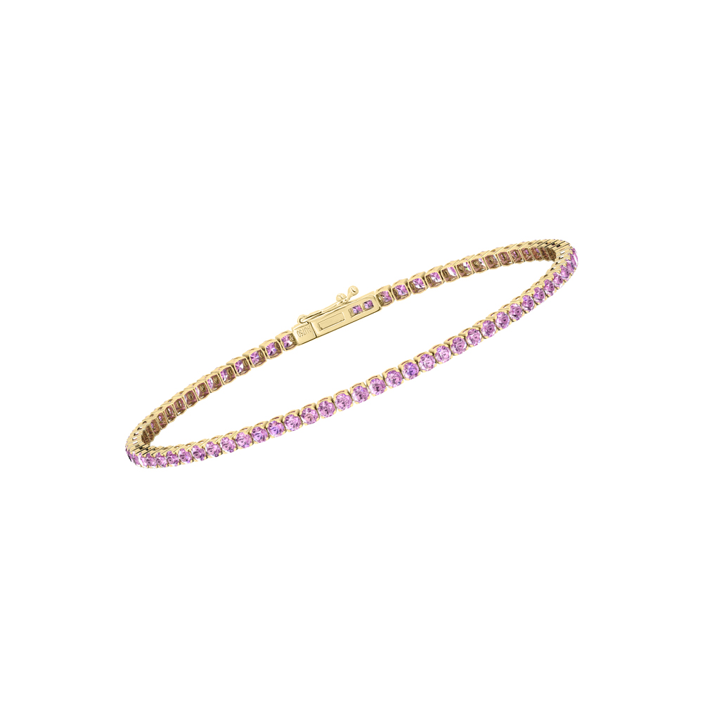 Single Line Ultra Light Tennis Bracelet in Pink Sapphire  (2.10mm)