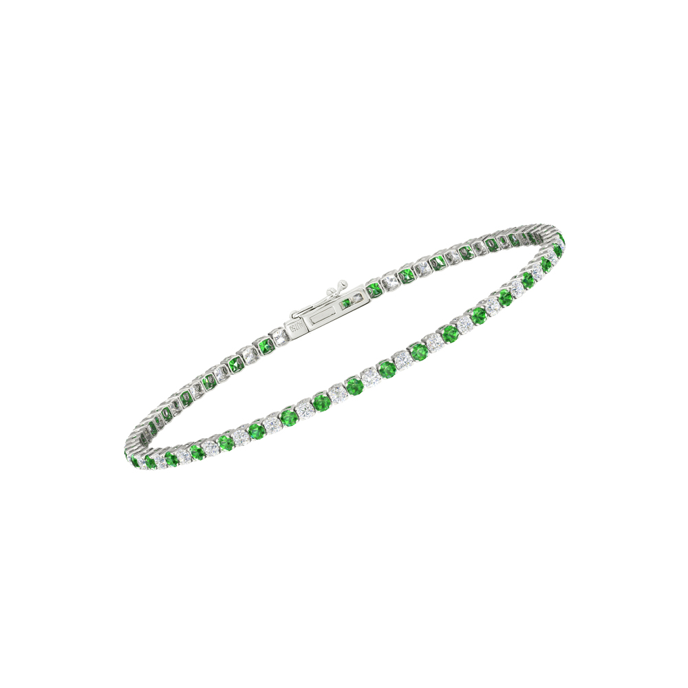 Single Line Ultra Light Tennis Bracelet in Diamond and Tsavorite  (2.10mm)