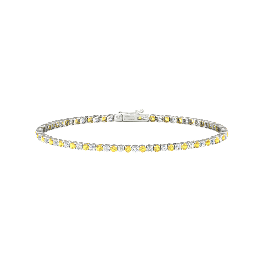 Single Line Ultra Light Tennis Bracelet in Diamond and Yellow Sapphire (2.10mm)