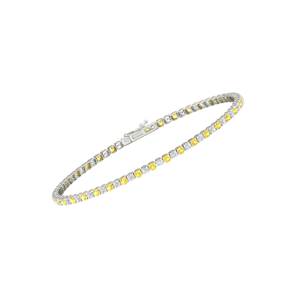 Single Line Ultra Light Tennis Bracelet in Diamond and Yellow Sapphire (2.10mm)