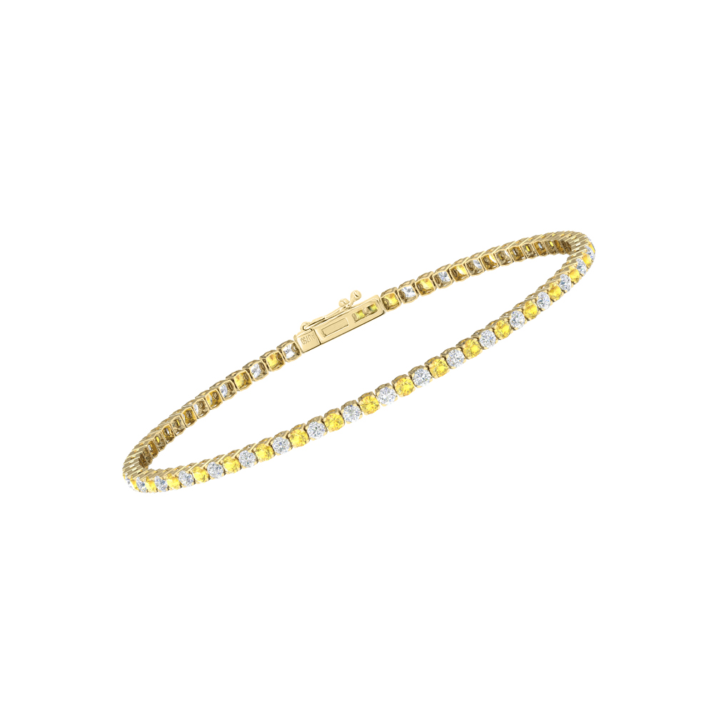 Single Line Ultra Light Tennis Bracelet in Diamond and Yellow Sapphire (2.10mm)