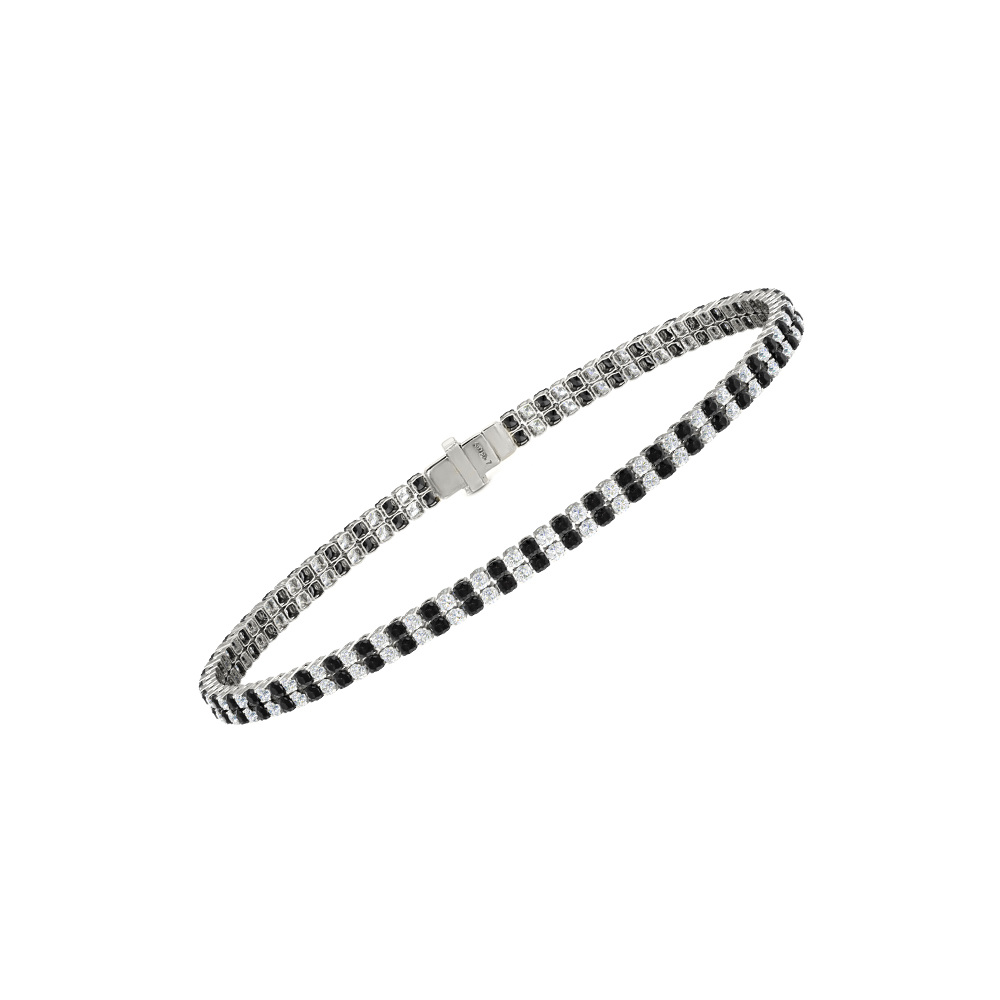 Double Line Ultra Light Tennis Bracelet in Diamond and Black Diamond  (1.50mm)